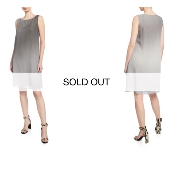 Eileen Fisher Mini Dress Sleeveless 100% Silk Gray Ombré Minimalist Sz S Petite - Picture 15 of 15